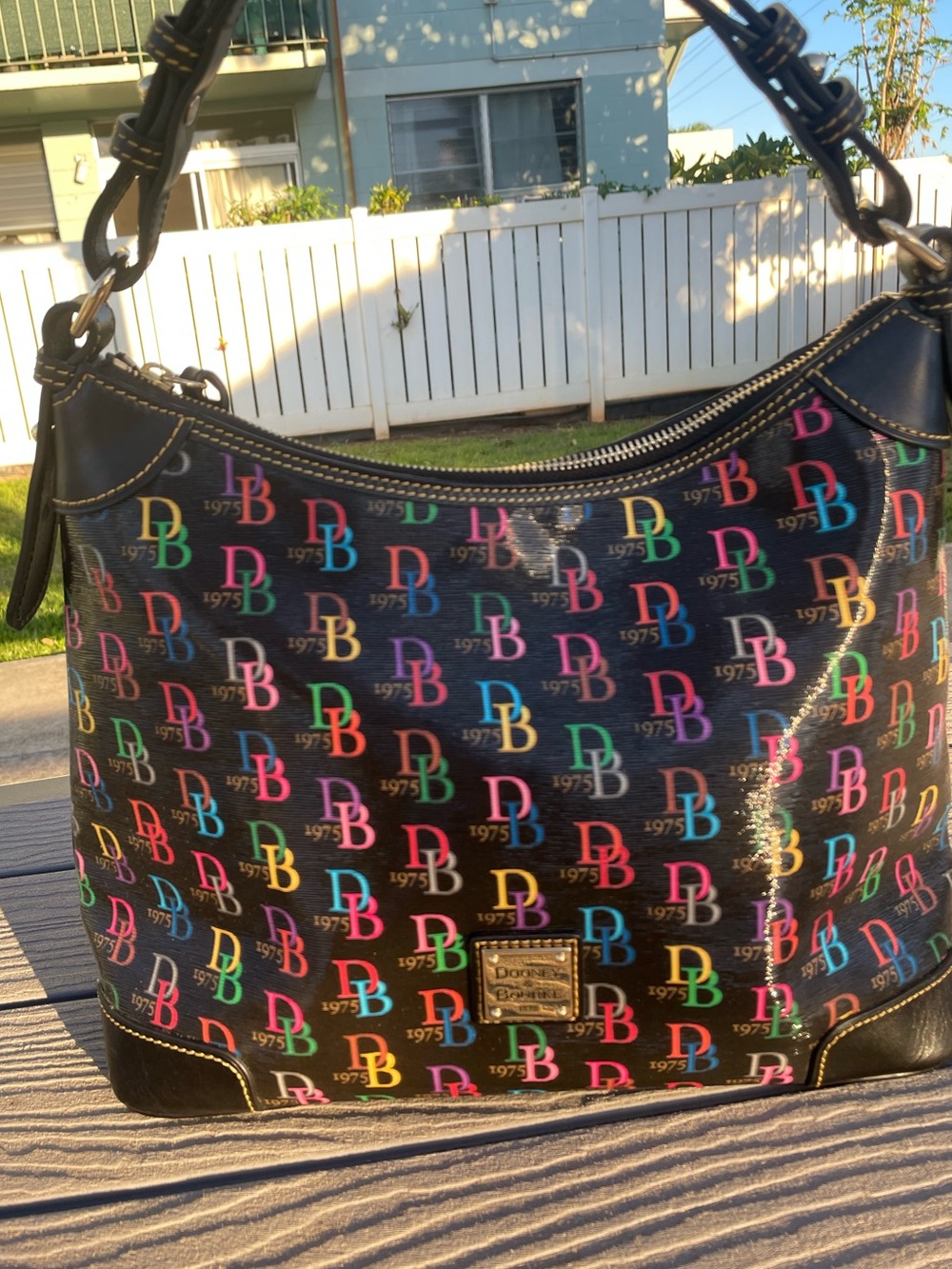 Dooney & Bourke Black Multicolor DB Logo Shoulder Bag
